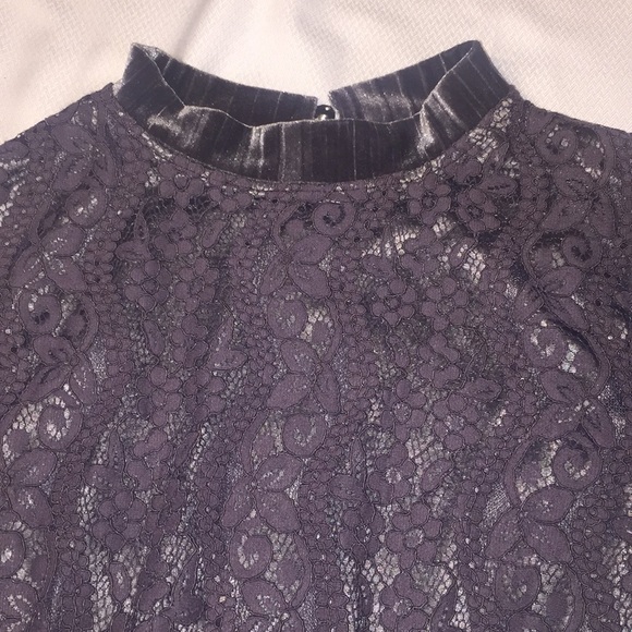 Vintage looking grey lace and velour dress. - Picture 2 of 8